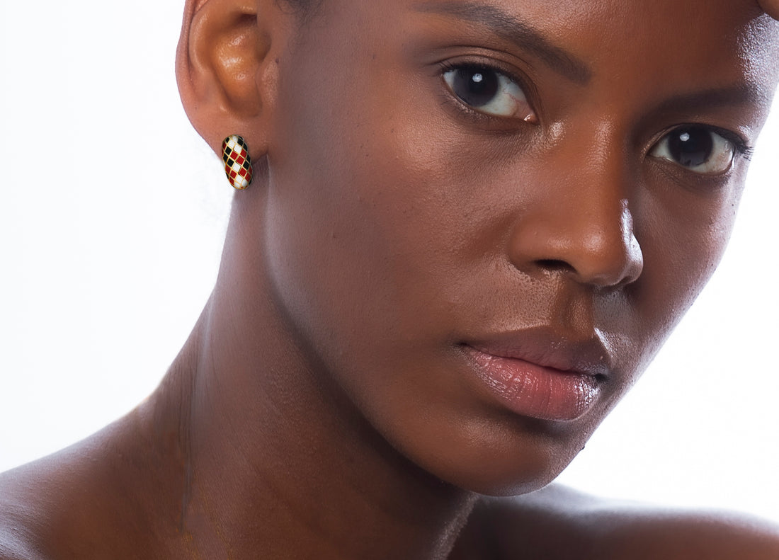EARTH SEED EARRINGS (Gold-Red)
