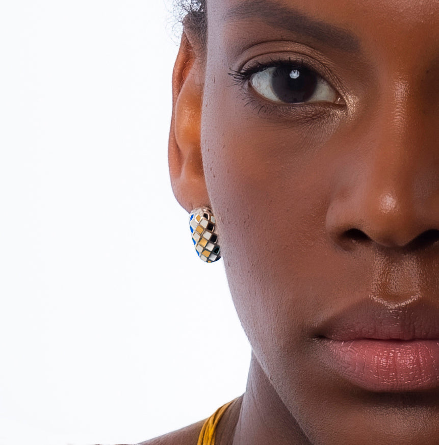 EARTH SEED EARRINGS (Silver-Yellow)