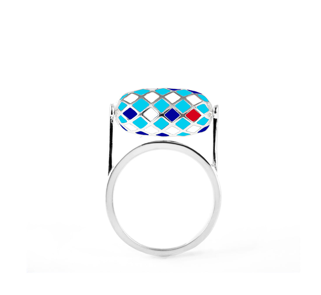 E - MOTION KINETIC RING (Silver-Blue)