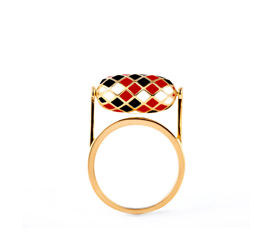 E-MOTION KINETIC RING (Gold-Red)